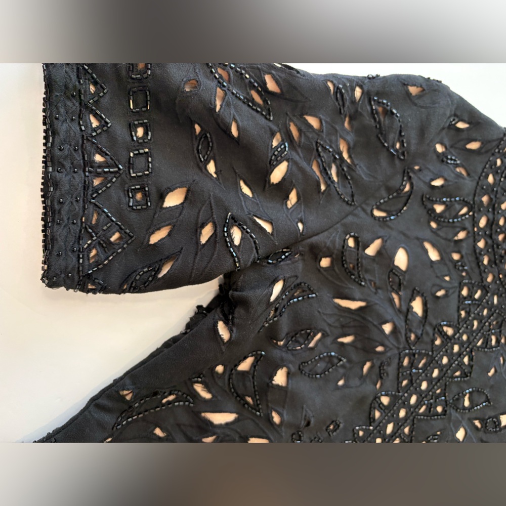 KAS New York Mari Beaded Cutout Black Dress XS - Picture 3 of 10